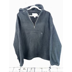 Vintage J. Crew Style Oarsman Anorak Jacket Men’s Large Black 1/4 Zip Pullover
